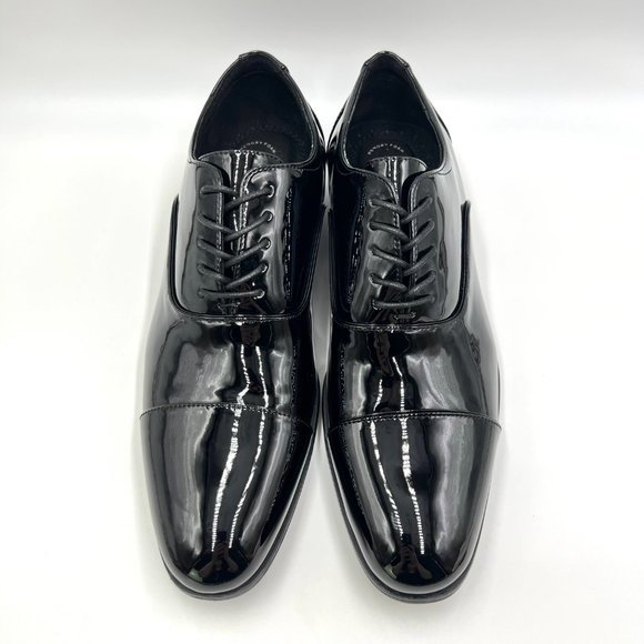 11W 11 WIDE Stacy Adams Mens Gala Black Patent Oxfords Dress Shoes New - Picture 2 of 13